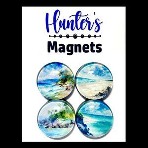 Set of 4 Magnets - Tropical Beach Glass Refrigerator Kitchen Whiteboard